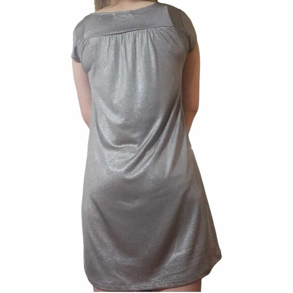 Fleurish Silver Sparkly Mini Dress Size S! 31" Long Gently Used Pre-Owned - Picture 4 of 16